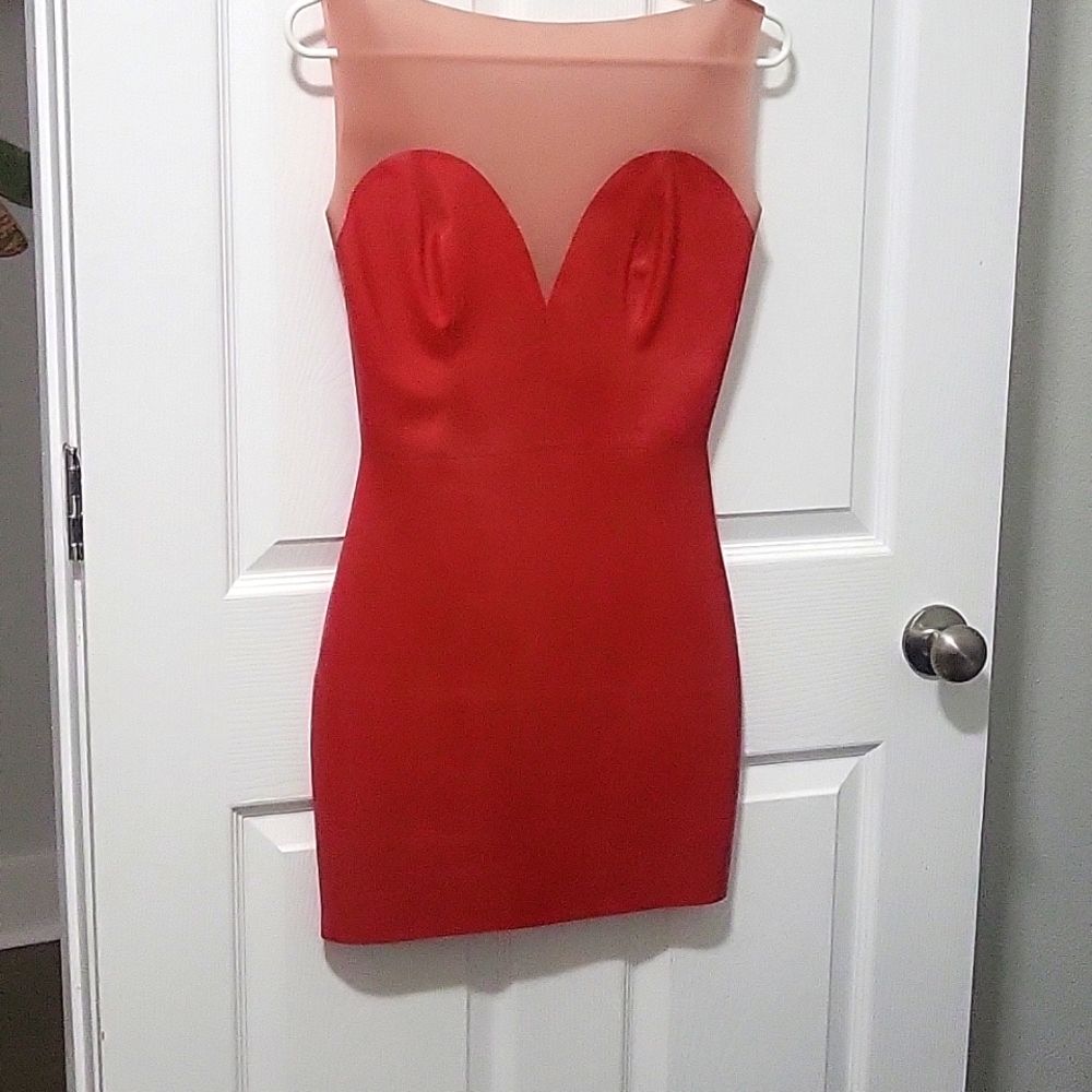 Heart top with pink sheer latex dress